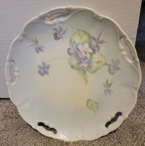 Vintage Hand Painted Porcelain Plate With Violets